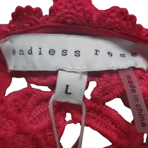 Anthropologie ENDLESS ROSE Embroidered Lace Floral Pink Dress Lg NWT | MSRP $110 - Picture 8 of 9